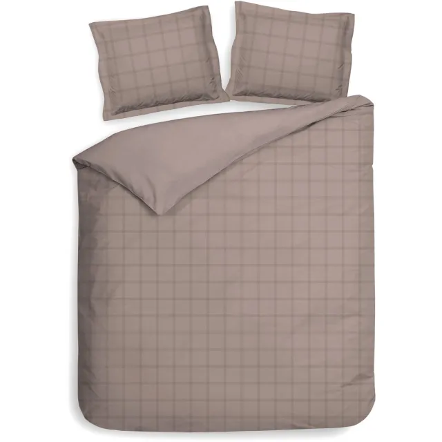 Heckettlane Dekbedovertrek Diamante - Bedlinnen - Lits-Jumeaux XL - 260x200-220 cm - Roze - Dekbedovertrek van 100% Katoen-Satijn Rose Tan