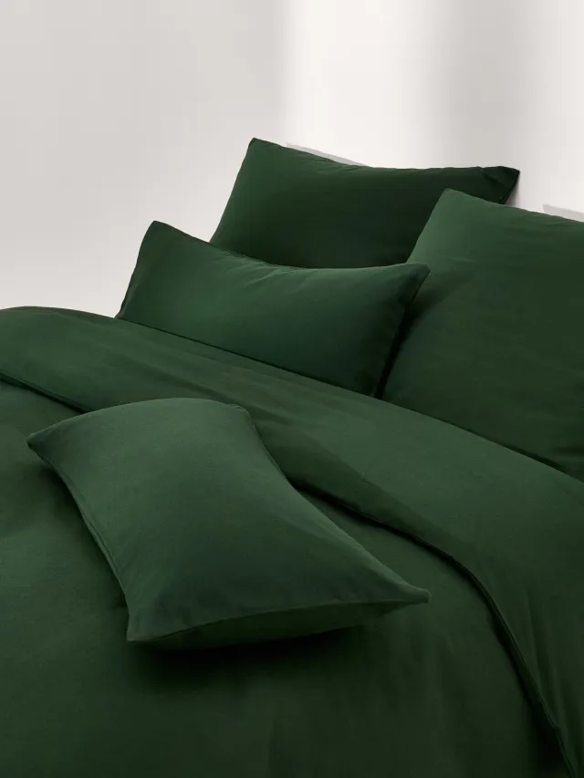 Westwing Collection Flanellen dekbedovertrek Biba Groen