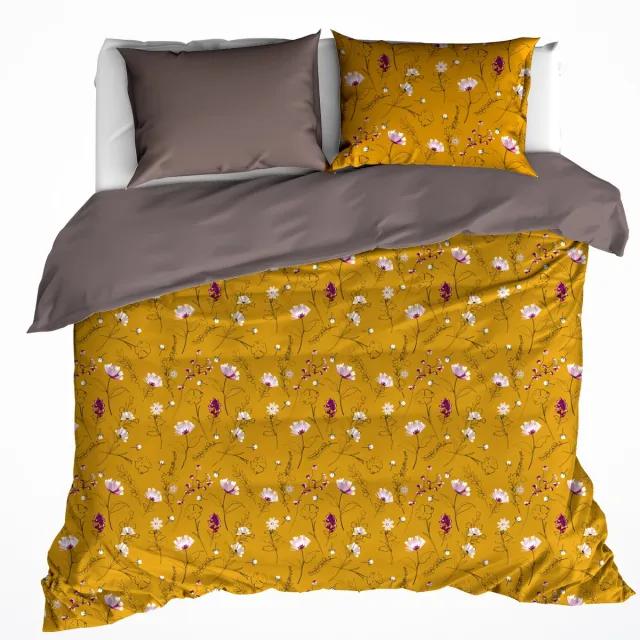 De Witte Lietaer Dekbedovertrek Katoen Satijn Fleur - Lits Jumeaux - 240 x 220 cm - Geel