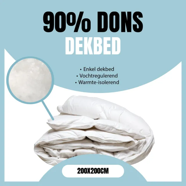 Eleganzzz All Year Donzen Dekbed Enkel - 200x200 cm - 90% Eendendons - Winterdekbed - All Year Dekbed Enkel - Donsdeken 200x200 - Tweepersoons - Dekbedden Wit