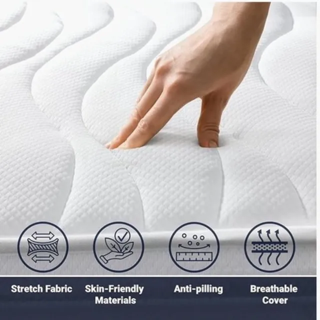 Ayla Matrassen Topper SoftSense 100x200 - Topdekmatras 10 CM - NASA Traagschuim Wit