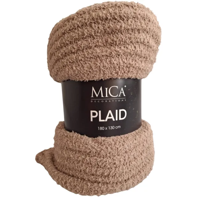 Mica Decorations Mica Charlene Fleece Plaid 180x130 cm – Zacht Woondeken – Beige