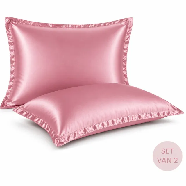 Roden Blue Satijnen Kussenslopen 60x70 - Roze - Ademend & Temperatuurregulerend - voor Haar, Huid & Ontspanning - Set van 2