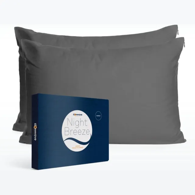 Slowwave NightBreeze kussensloop - Duopack (set van 2) - 100% TENCEL™ lyocell - Zacht en comfortabel - Beschermt de huid - Vochtregulerend - Hypoallergeen en antibacterieel - Kleur: Grey Elegance - Formaat: 60 x 70cm Grey Elegance (duopack)