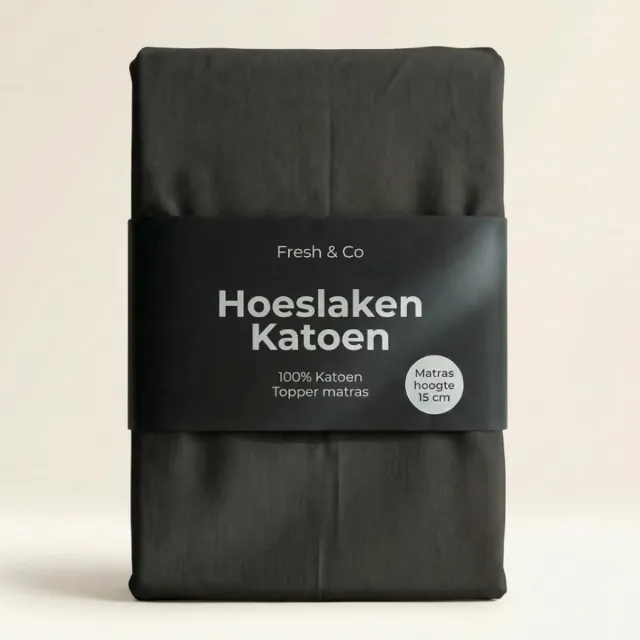 Fresh & Co Verkoelend Topper Hoeslaken - Katoen - 140x200 cm - Katoen - Fresh & Co Zwart