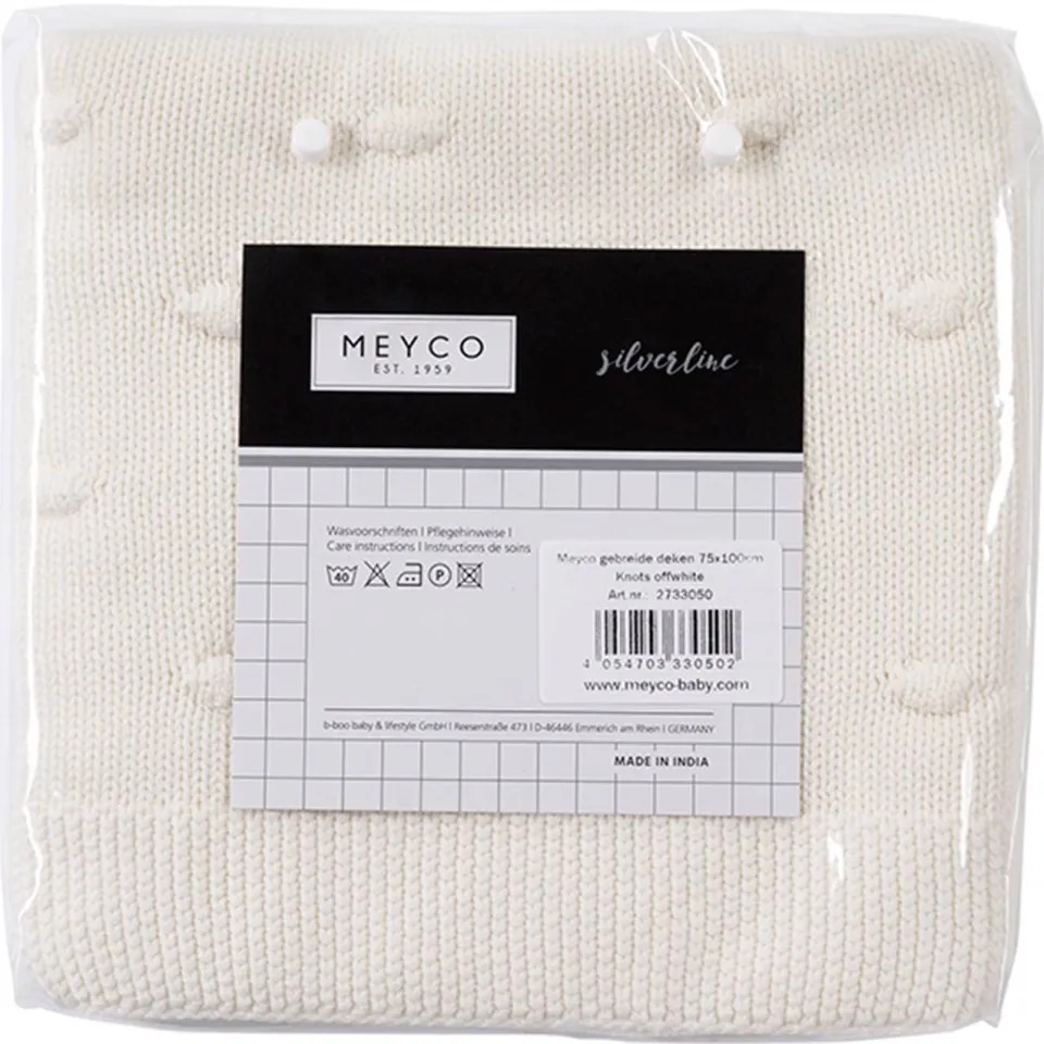 Meyco Knots wiegdeken gebroken wit, foto 4