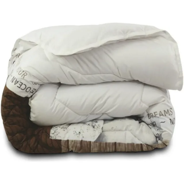 Beau Maison Dekbed Zonder Overtrek Dream | Easy Dekbed Uni Onderzijde | 200 x 200/220cm + 2 kussenslopen Wit en Bruin