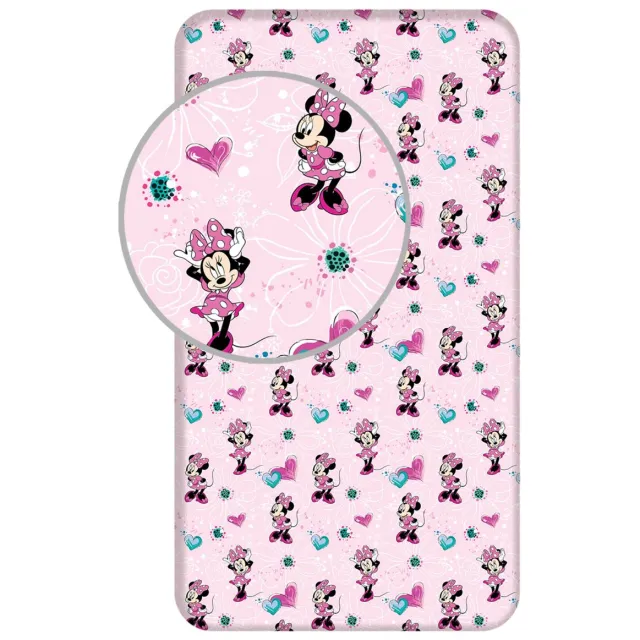 Minnie Mouse Disney Minnie Mouse Hoeslaken Flowers - Eenpersoons - 90 x 190/200cm - Katoen Roze