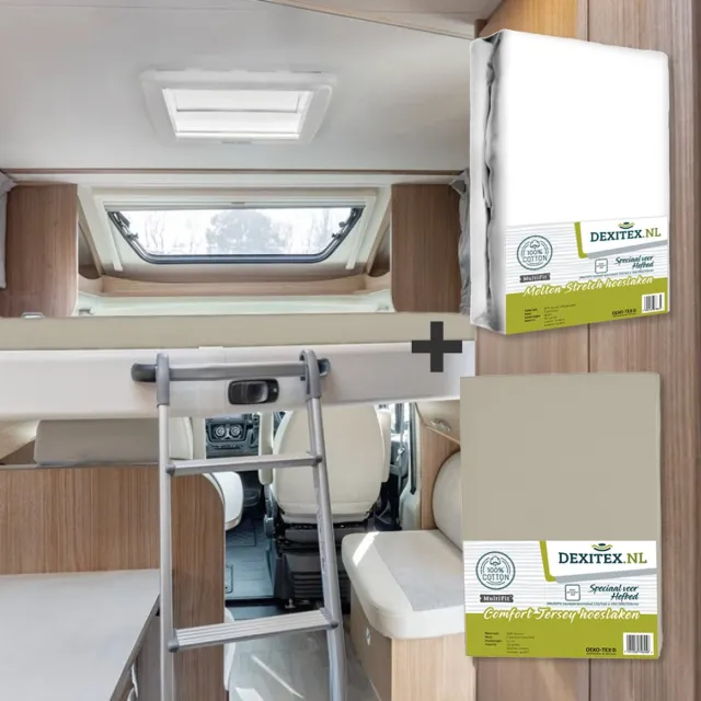 dexitex hefbed 1 x Molton & 1 x Hoeslaken Zandkleur / Geschikt voor Camper 1 Molton 1 x hoeslaken ( Zandkleur )