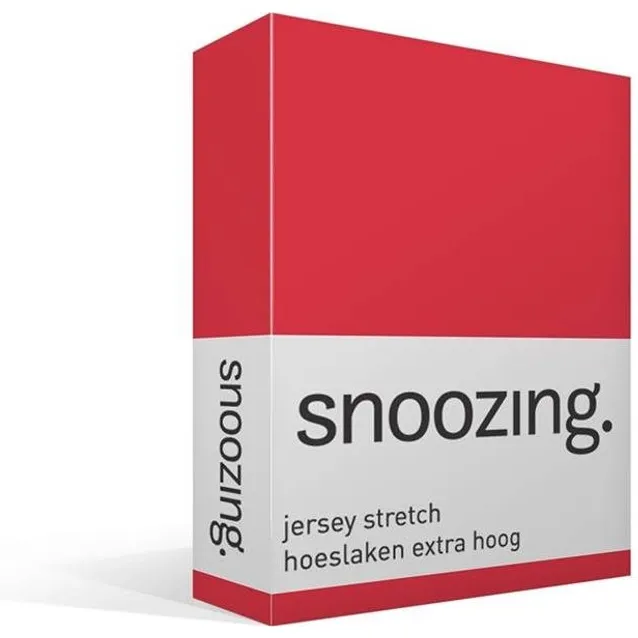 Snoozing Jersey Stretch - Hoeslaken - Extra Hoog - Tweepersoons - 120/130x200/220 cm - Rood