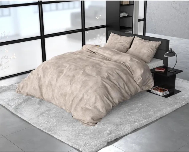 Sleeptime Flanel Twin Washed Cotton Dekbedovertrek - Eenpersoons - 140 x 200/220 + 1 kussensloop 60x70 - Taupe Washed Taupe