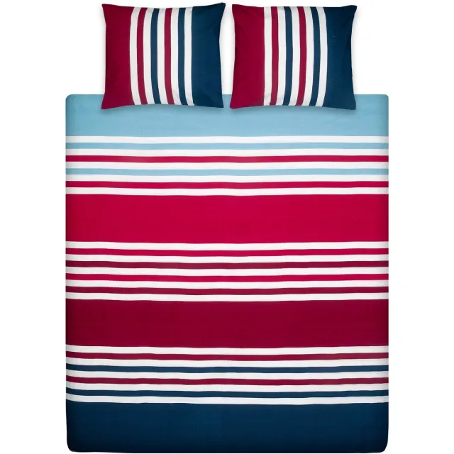 Ten Cate Dekbedovertrek - Dekbedovertrek 200 x 200 tweepersoons - Dekbedovertrekken - Dekbedovertrek 200x220 - Trone Stripe Rood Blauw Multi