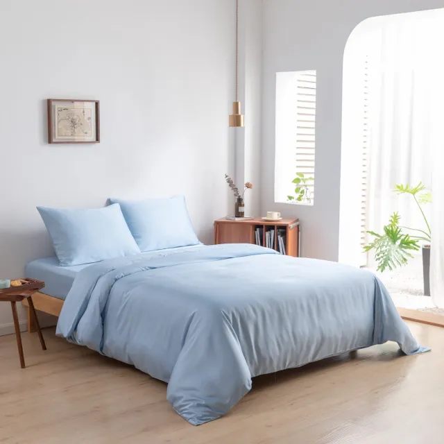 Boomba Bamboo Bamboe dekbedovertrek Sky Blue 140x200 cm – Instopstrook, zacht, ademend & duurzaam | Boomba Bamboo® Blauw