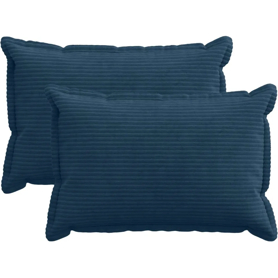 vidaXL Kussensloop 2 st HOUTEN Marineblauw 50 x 75 cm corduroy, foto 3