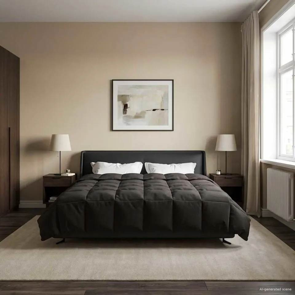 vidaXL Zomer Dekbed 200 x 240 cm Zomer Microfiber (100% polyester) anthraciet, foto 4