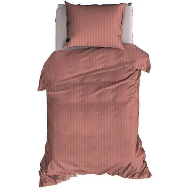 Satin d'Or Satijnstreep - Dekbedovertrek - Eenpersoons - 140x200/220 cm - Oldrose