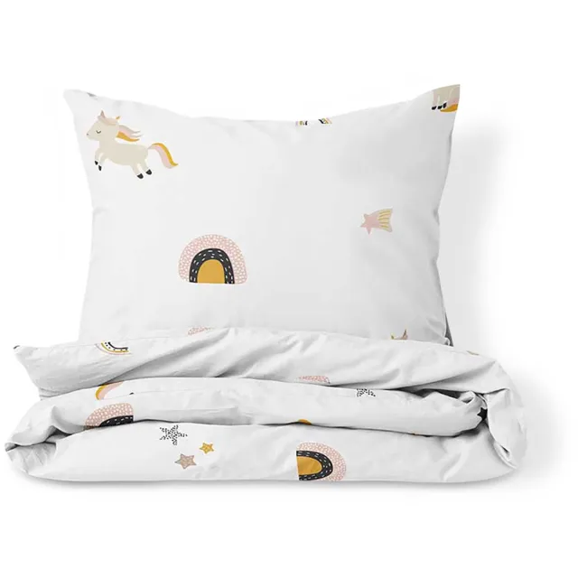 Petite Amélie Dekbedovertrekset – 140x200 cm – 100% Biologisch Katoen – Lara Wit - Eenhoorn