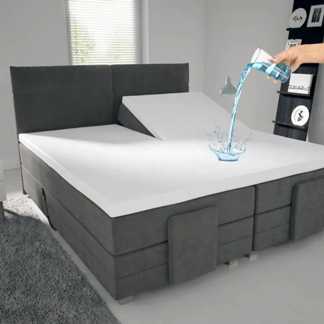 Zavelo Katoen Molton Waterdicht PU Split-Topper Hoeslaken-Lits-jumeaux (160x200 cm) Wit