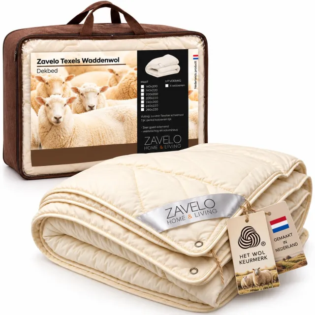 Zavelo 4-Seizoenen Texels Dekbed Comfort - Eenpersoons - 140x220 cm Ecru