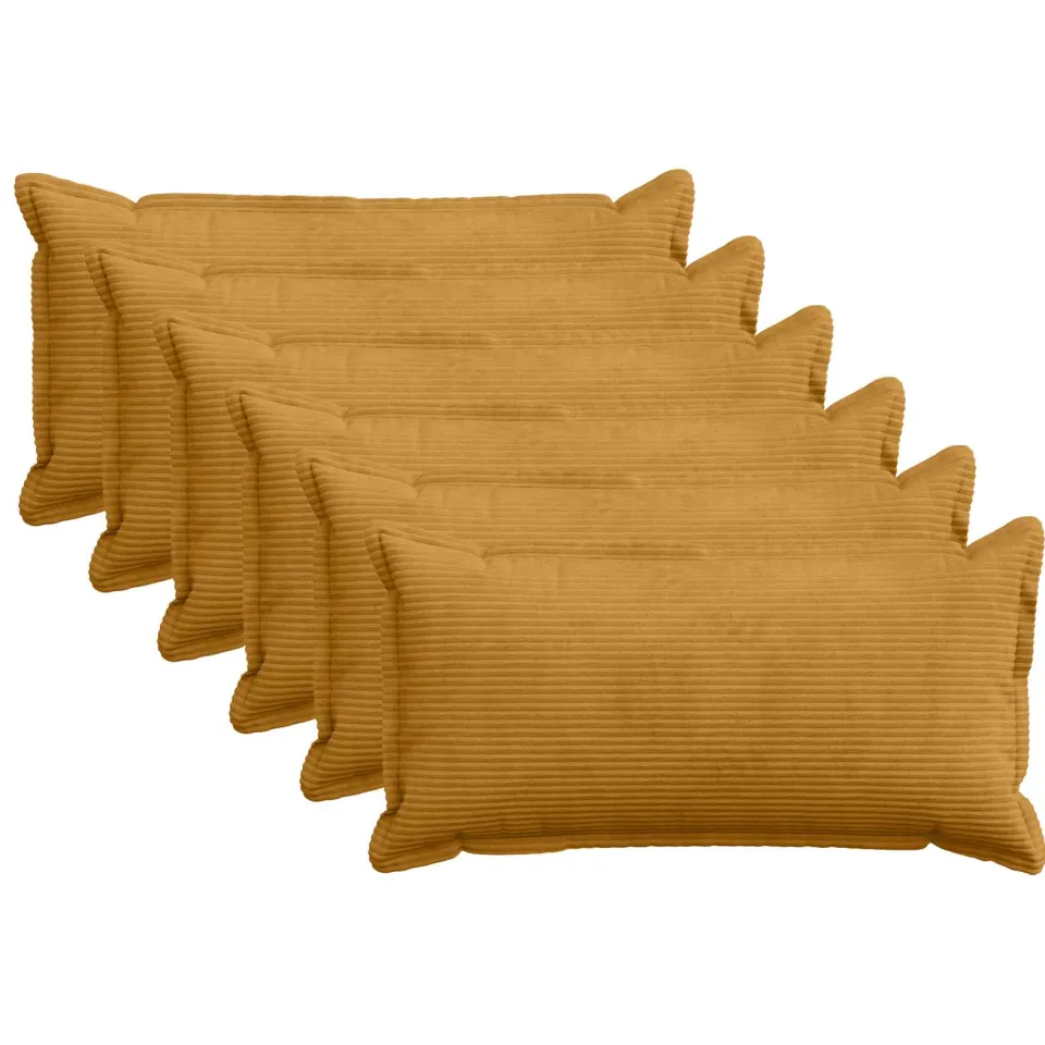 vidaXL Kussensloop 6 st HOUTEN Geel 40 x 80 cm corduroy, foto 3