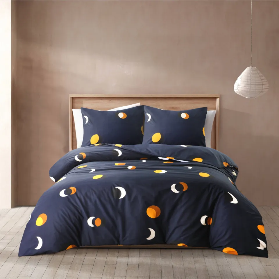 NOUS Living Sun and Moon katoenen dekbedovertrek donkerblauw, foto 5
