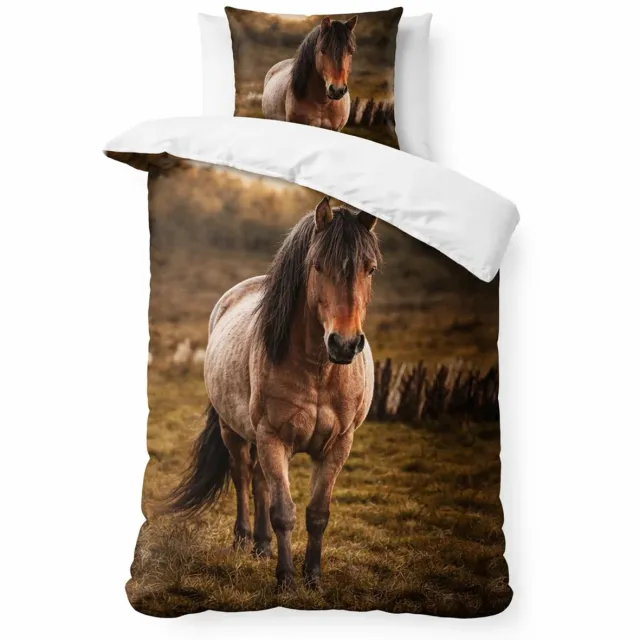 decoware Kinderdekbedovertrek Pony – 140x220 cm – 100% Katoen Renforcé – Wasbaar op 60°C – Inclusief Kussensloop – Paardenprint Multi