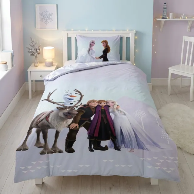 Disney Frozen Dekbedovertrek - Eenpersoons - 140 x 200 cm + 65 x 65 cm - Polyester Flanel Blauw