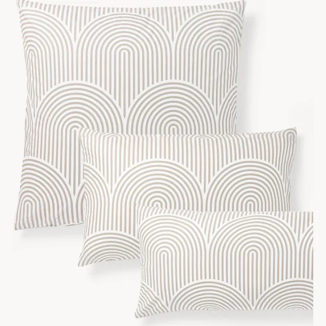 Westwing Collection Katoenen kussenhoes Arcs Beige