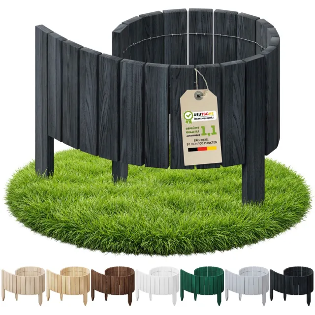 Floranica graskant hout - 100 cm - 40 cm hoog - antraciet - rechte rand - grindrand - grenen