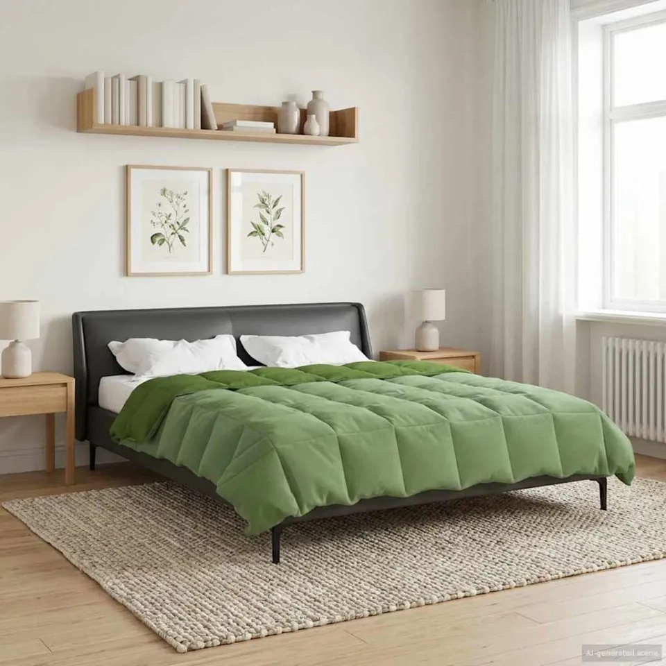 vidaXL Vol jaar dekbed 220 x 260 cm Microfiber (100% polyester) Groen, foto 4