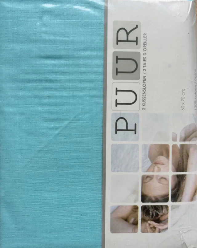 Puur Kussenslopen Uni - 100% Katoen - 60x70 (2 Stuks) - Blauw