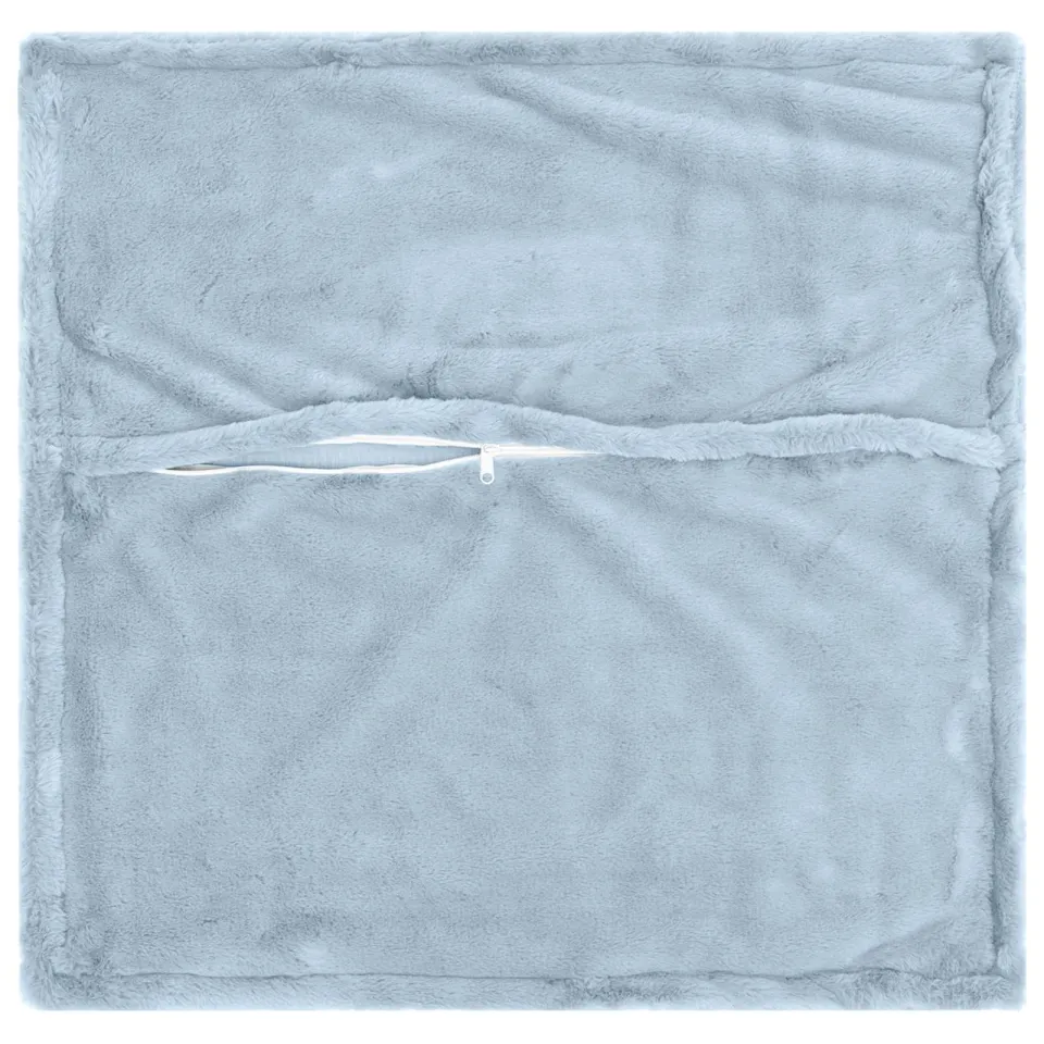 vidaXL Kussensloop 2 st HOUTEN Lichtblauw 40 x 40 cm Nep Konijnenbont blauw, foto 4