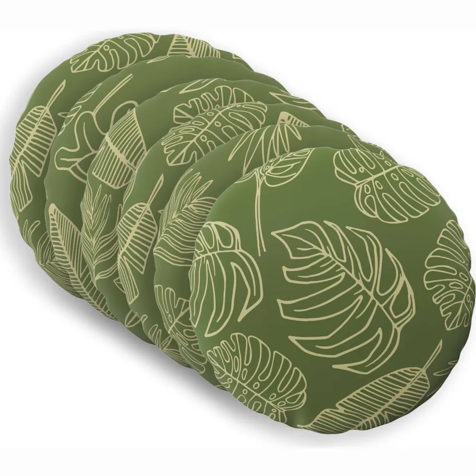 vidaXL Kussensloop 6 st HEERLEN Bladontwerp Dia. 60 cm Polyester Groen