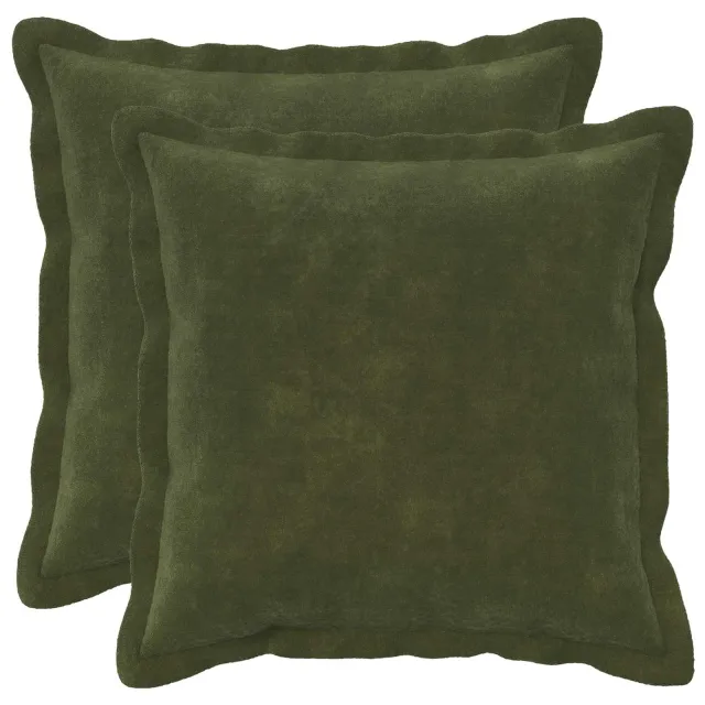 vidaXL Kussensloop 2 st HOUTEN Groen 50 x 50 cm Microfiber Fleece