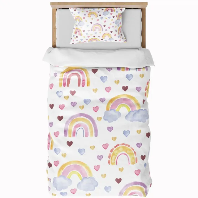 Ibenzoa Zacht en Ademend Regenboog Beddengoed voor Kinderen met Kussensloop, 135 x 200 cm kleurjik