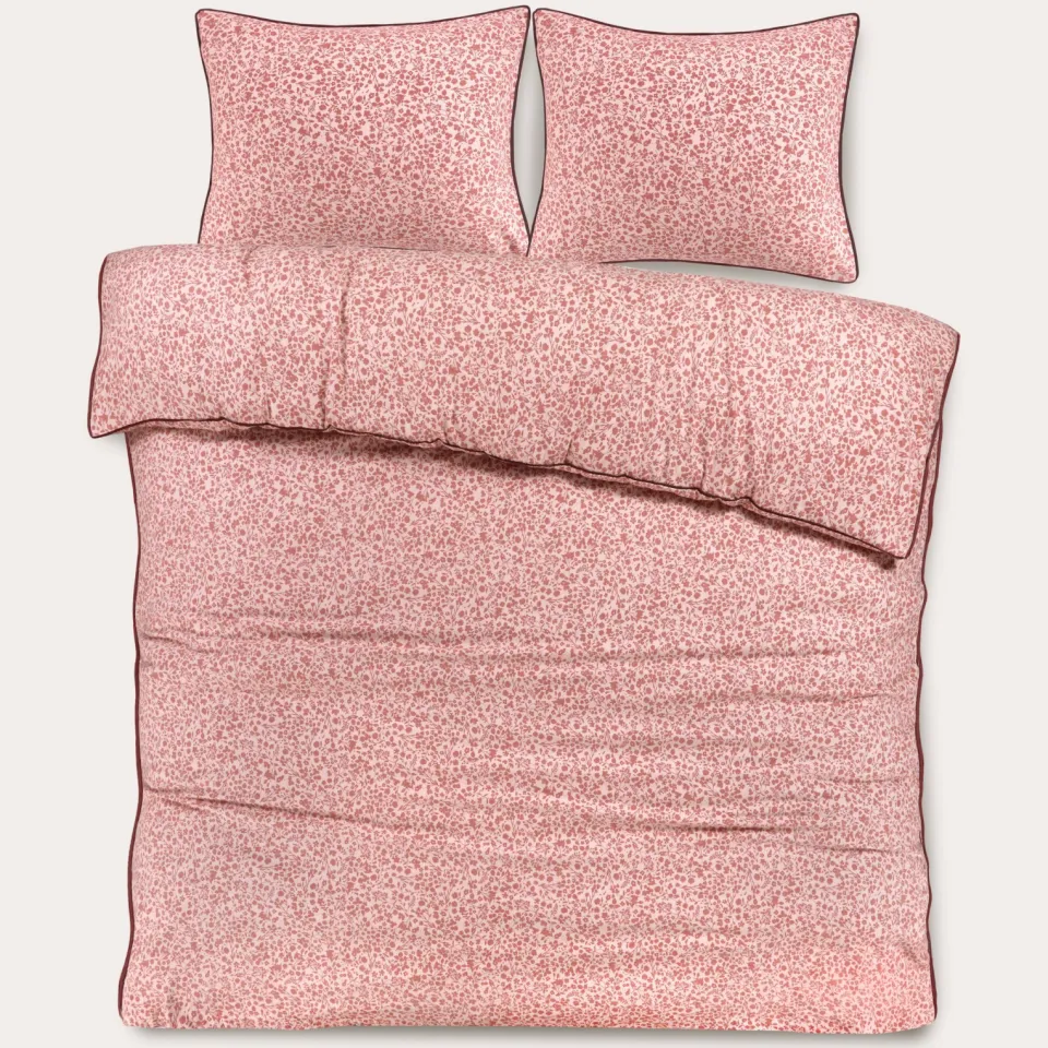 NOUS Living flanellen gebloemde 2-persoons dekbedovertrek 200x220 cm - roze, foto 4