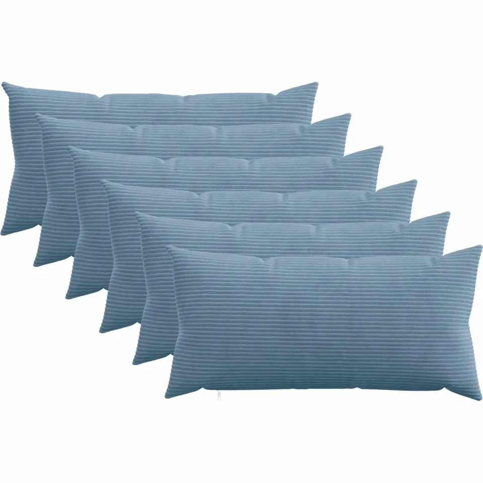 vidaXL Kussensloop 6 st HEERLEN Blauw 40 x 80 cm corduroy, foto 3