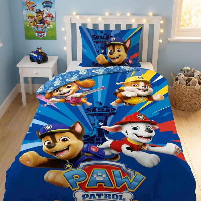 PAW Patrol Dekbedovertrek - Eenpersoons - 140 x 200 cm - 65 x 65 cm - Polycotton Blauw