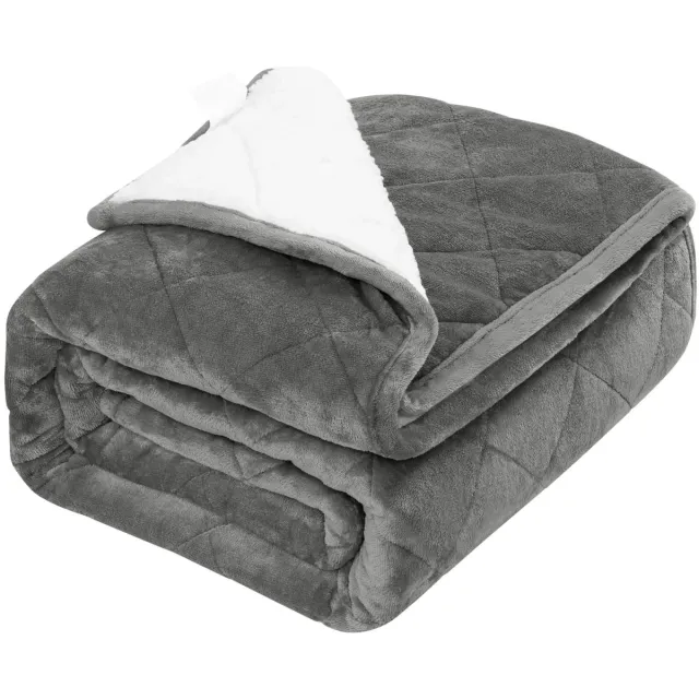Klarven Gewogen deken therapeutisch 150x200cm 9kg - Betere slaap en minder stress - Dubbelzijdig flanel sherpa - 150 x 200 cm 9 kg Grijs/antraciet