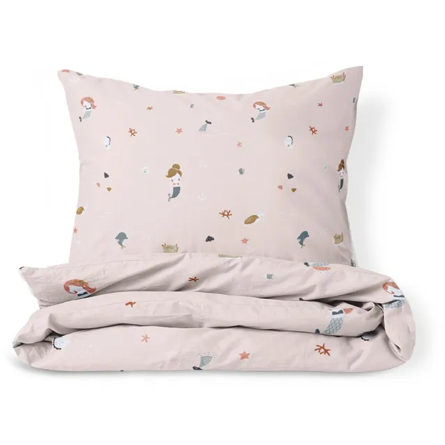 Petite Amélie Dekbedovertrekset – 140x200 cm – 100% Biologisch Katoen – Mermaids Roze - Mermaid
