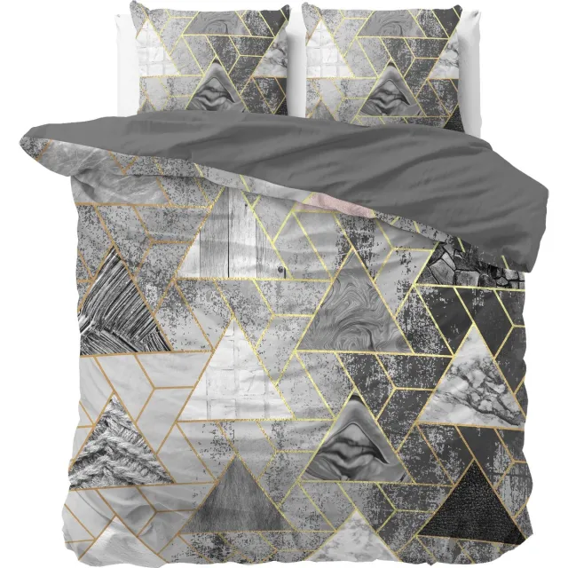 Dreamhouse Bedding Luxury Triangle - Dekbedovertrekset - Lits-Jumeaux - 240x200/220 + 2 kussenslopen 60x70 - Grijs