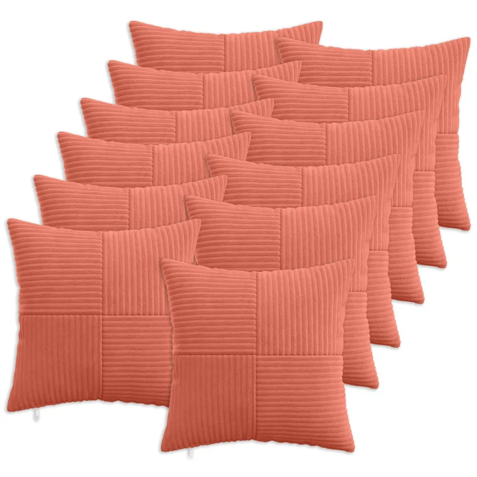 vidaXL Kussensloop 12 st ALMELO Rood-oranje 50 x 50 cm corduroy, foto 3