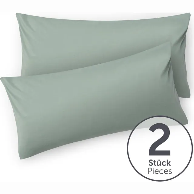 Blumtal Set Van 2 Kussenslopen - Superzachte Premium Jersey Kussenhoes - 100% Katoen - 40 x 60 cm - Groen