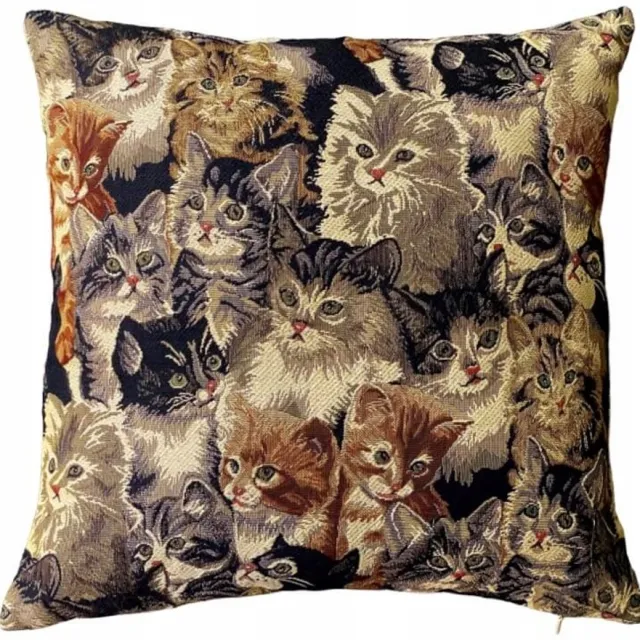 DeHome Wandkleed Kussenhoes 40x40 cm - Katten Design bruin
