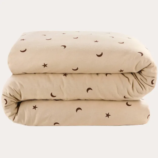 NOUS Kids Moon & Stars flanellen dekbedovertrek beige