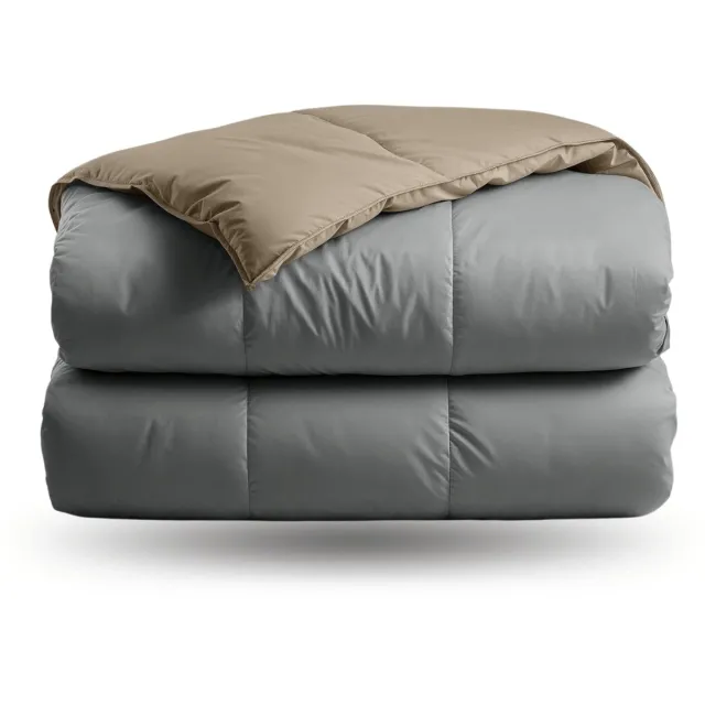 Zelesta Deluxe Duo Dream Anthracite & Taupe 200x200 - Dekbed zonder overtrek - Eco Cloud vulling - Wasbaar hoesloos dekbed - Vaste overtrek - Percal katoen dekbed - All Year Winterdekbed & Zomerdekbed