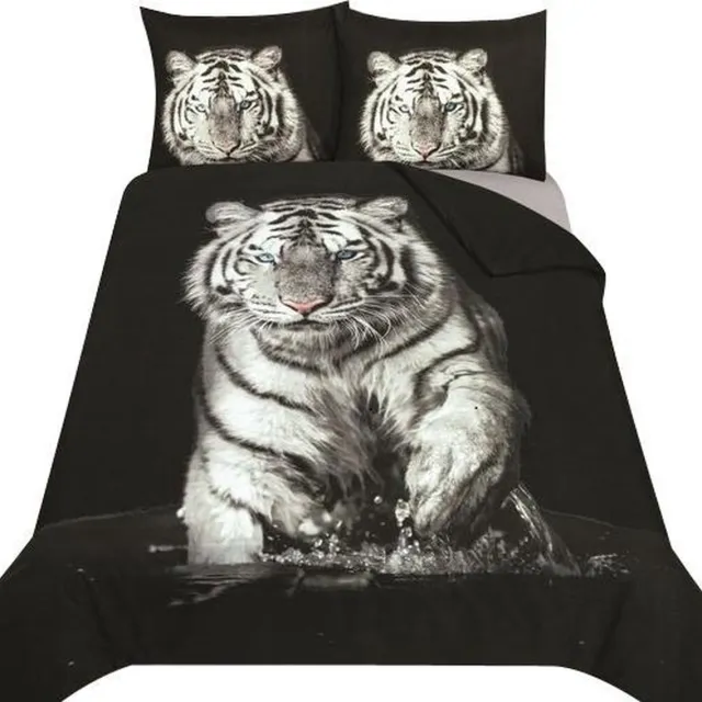 Homéé® Homéé dekbedovertrekset rive tiger eenpersoons 140x200/220 +1 slopen 60x70/20 cm 100% katoen zwart