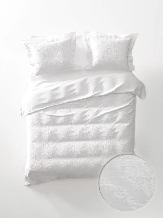Yellow Babet Dekbedovertrek - Eenpersoons - 140x200/220 cm - White Wit