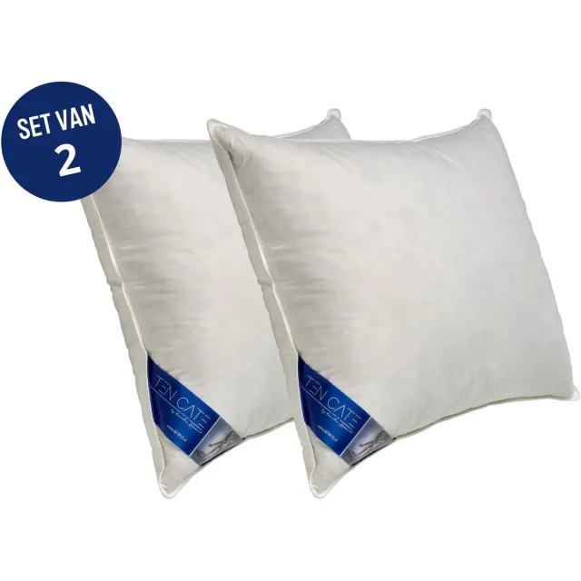Ten Cate Hoofdkussen - Hoofdkussen Nekklachten - Kussen set van 2 - Eendendons & Eendenveren - Halfdons - Hoofdkussens - Geschikt voor rug, zij- en buikslapers - Ergonomisch Kussen - 60x70 cm - 2 pack Wit
