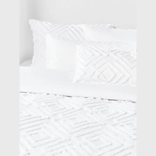 Westwing Collection Perkal katoenen dekbedovertrek Phil met getufte design Wit